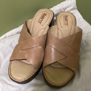 Born Women’s Brown Wedge Leather Sandals F23706 VCJK17 shoes Size 6M Summer